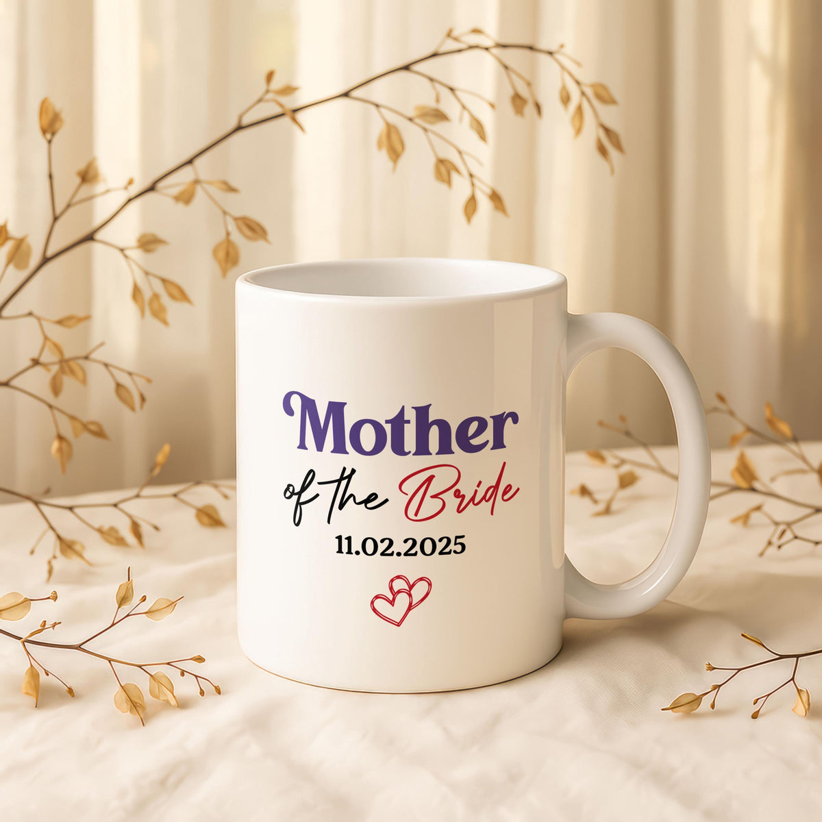 Custom Mother of the Bride Ceramic Mug, Personalized Wedding Coffee Cup
