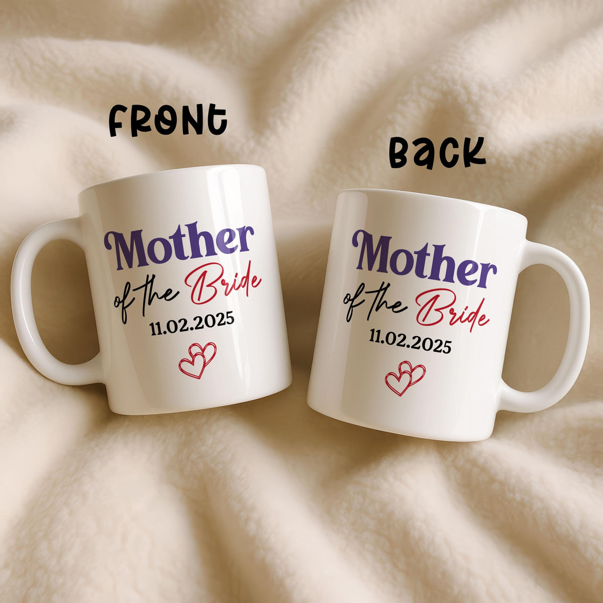 Custom Mother of the Bride Ceramic Mug, Personalized Wedding Coffee Cup
