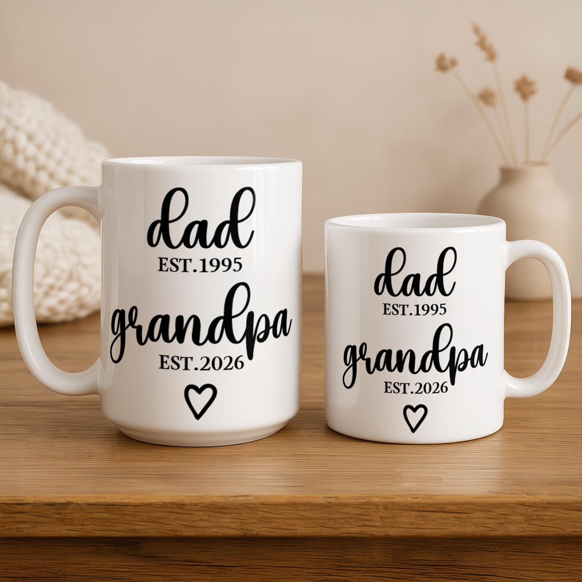 Personalized Grandpa Est. Mug, Custom Year Coffee Cup, New Grandfather Gift