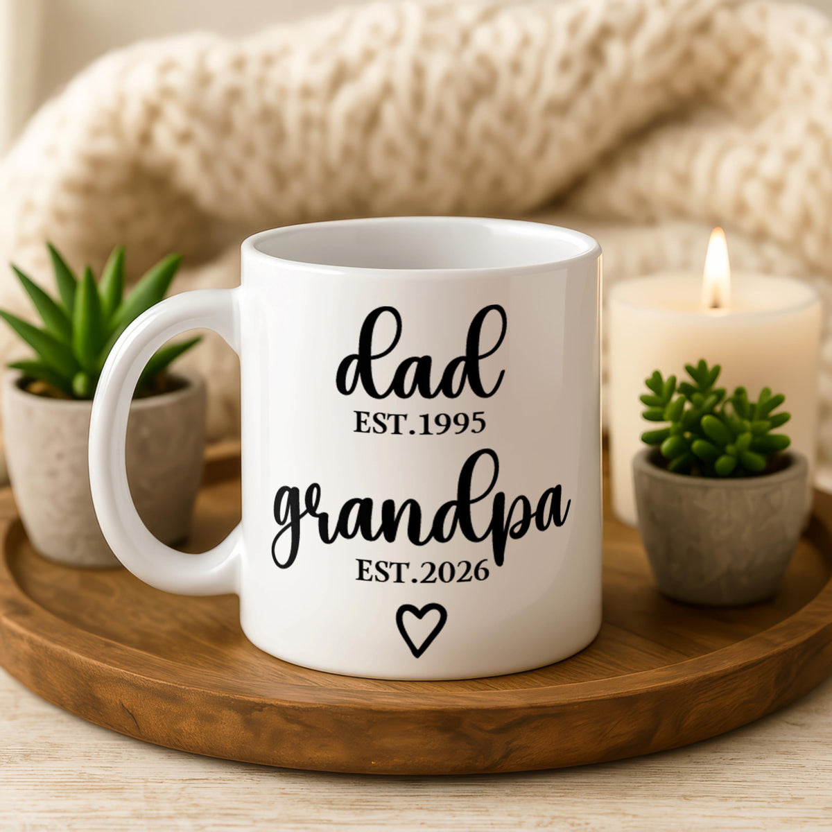 Personalized Grandpa Est. Mug, Custom Year Coffee Cup, New Grandfather Gift