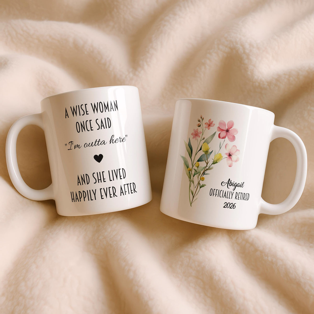 Personalized Retirement Mug, Custom Ceramic Coffee Cup, Coworker Farewell Gift
