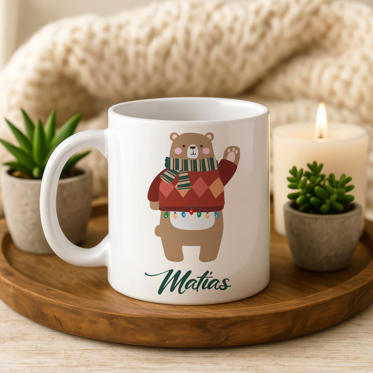 Personalized Christmas Dinosaur Mug, Custom Name Ceramic Cup, Ceramic Mug
