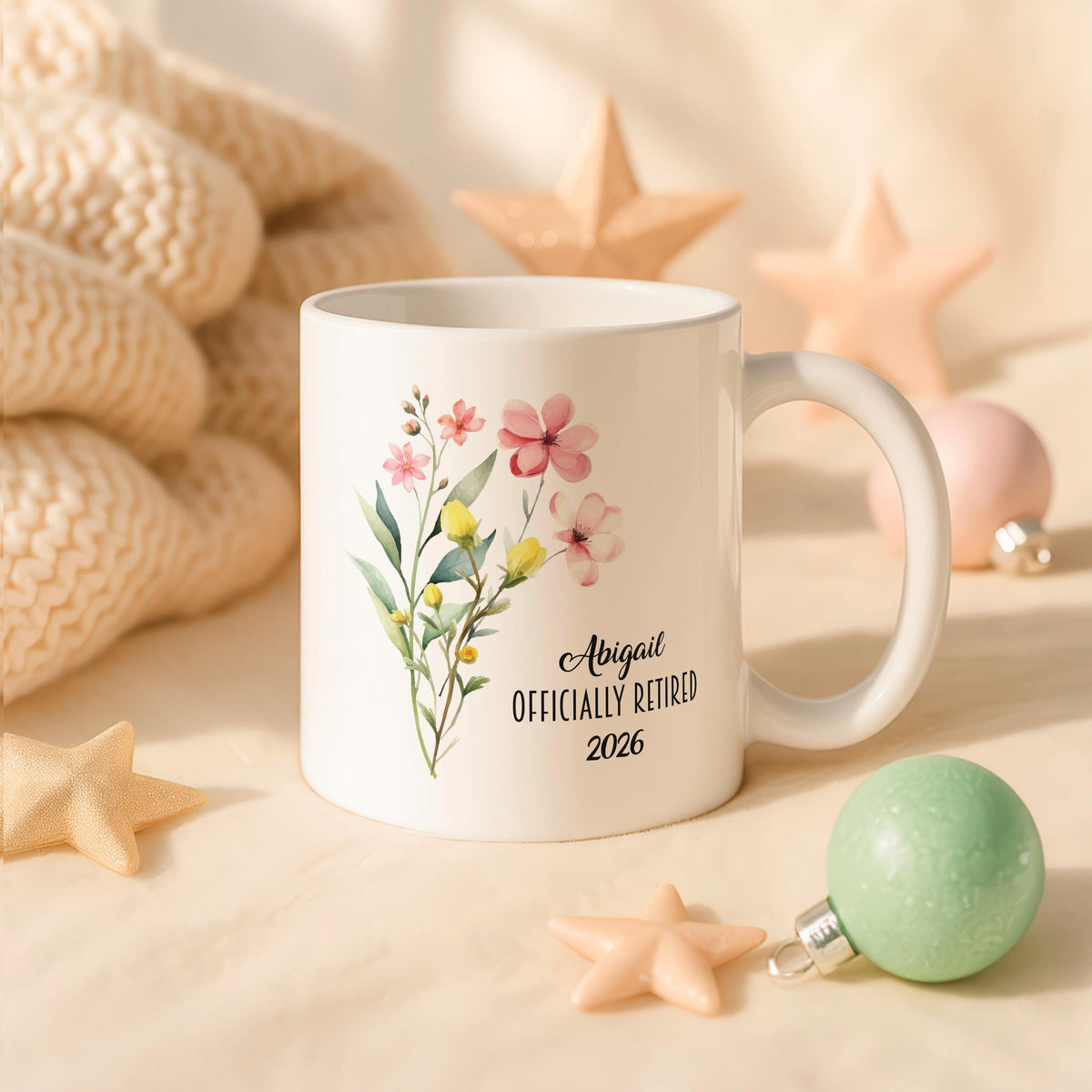 Personalized Retirement Mug, Custom Ceramic Coffee Cup, Coworker Farewell Gift
