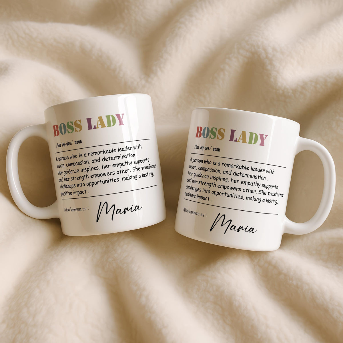 Personalized Boss Lady Mug, Custom Name Coffee Cup, Empowering Gift for Women Leaders