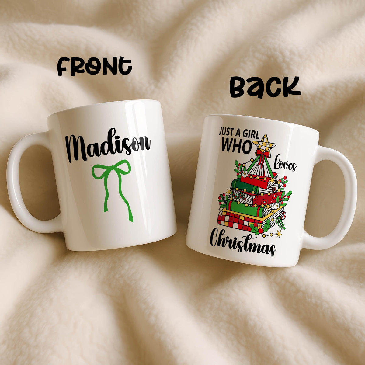 Personalized Christmas Coffee Mug, Custom Name Ceramic Cup