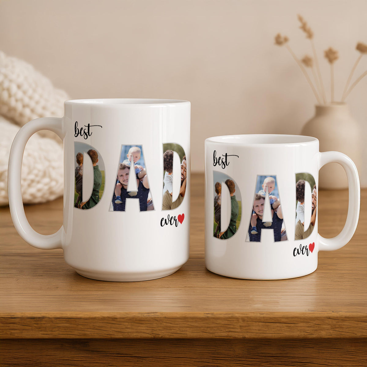 Personalized Photo Collage Dad Mug, Custom Father's Day Coffee Cup