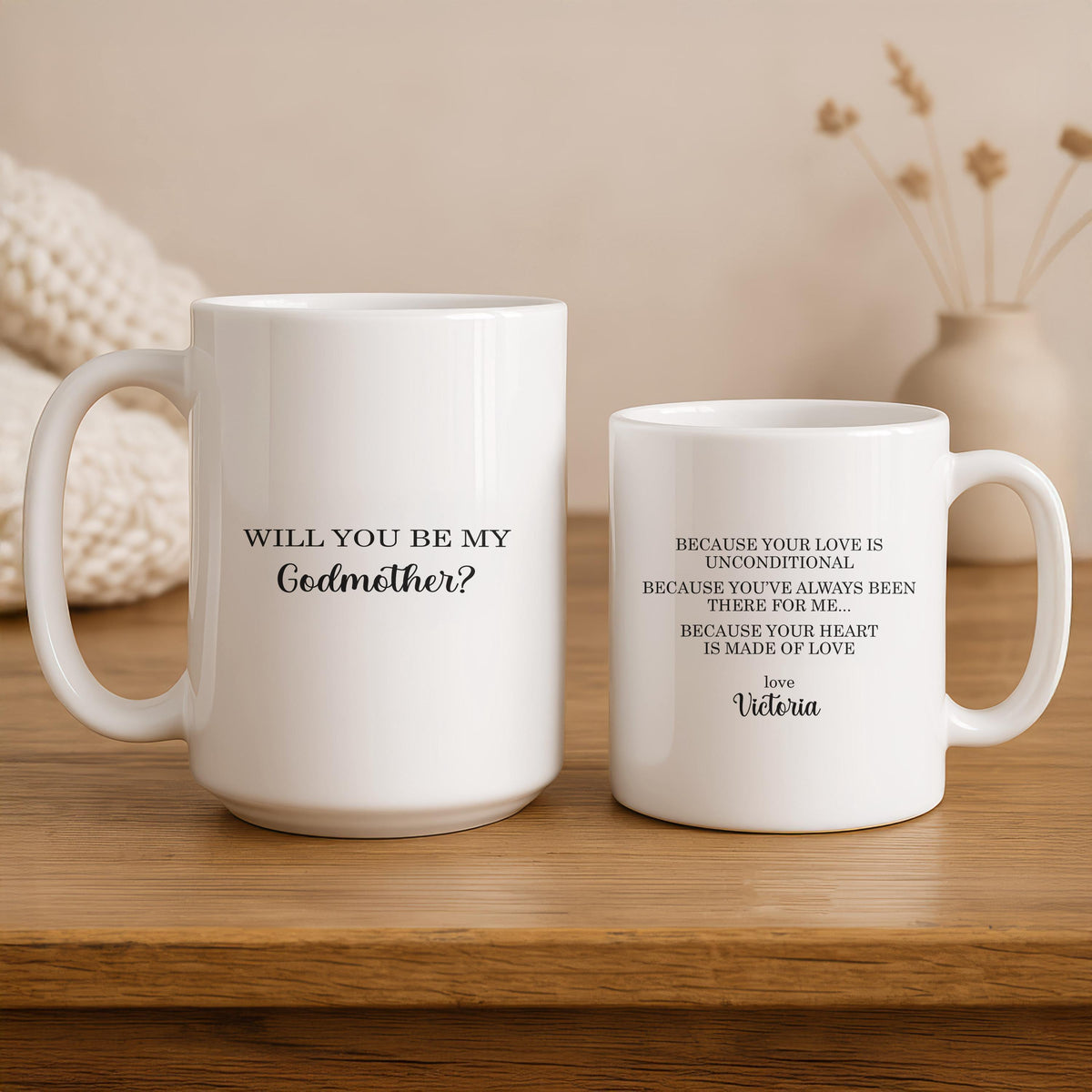 Personalized Godmother Proposal Mug, Custom Name Ceramic Coffee Cup