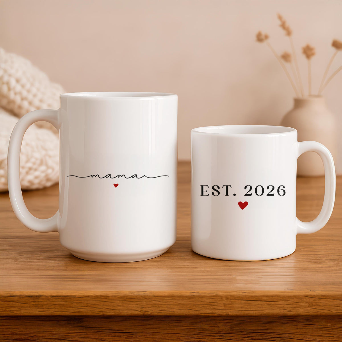 Personalized Mama EST. 2026 Ceramic Mug, Custom New Mom Gift