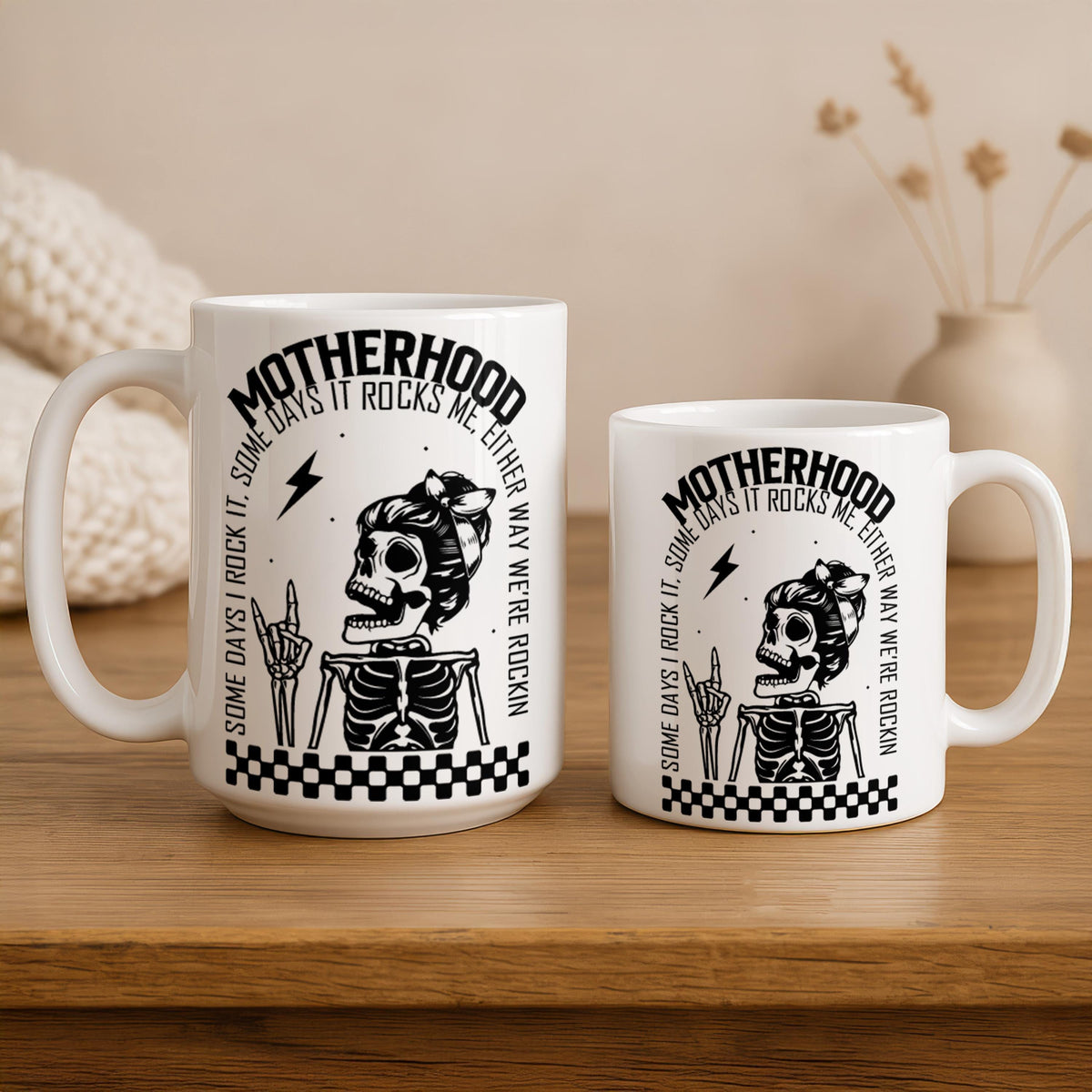 Motherhood Skull Coffee Mug, Funny Mom Gift, Custom Ceramic Cup