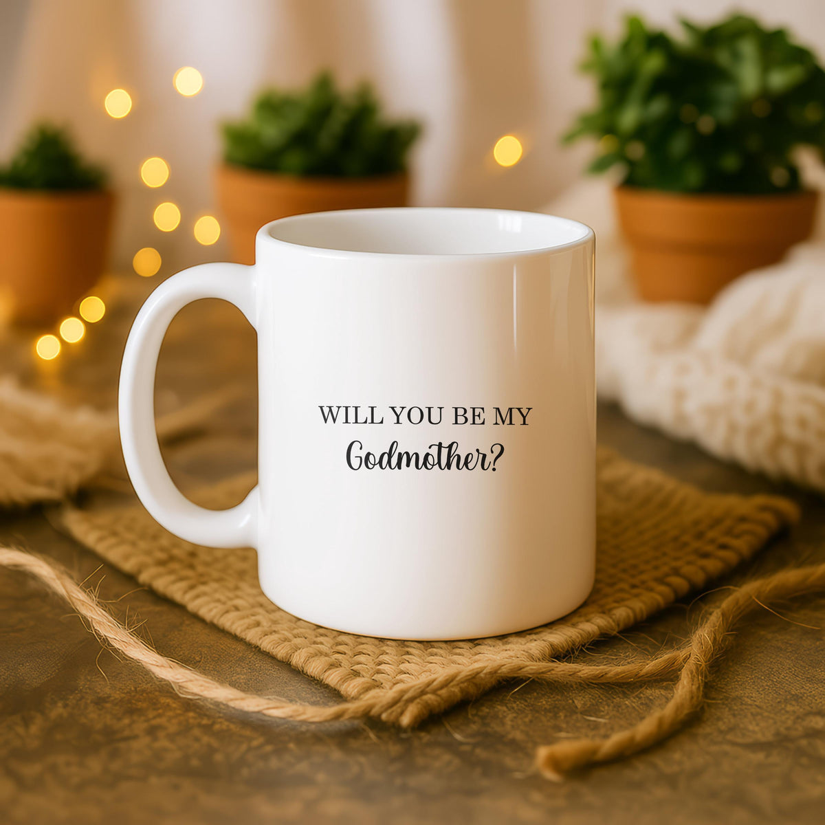 Personalized Godmother Proposal Mug, Custom Name Ceramic Coffee Cup