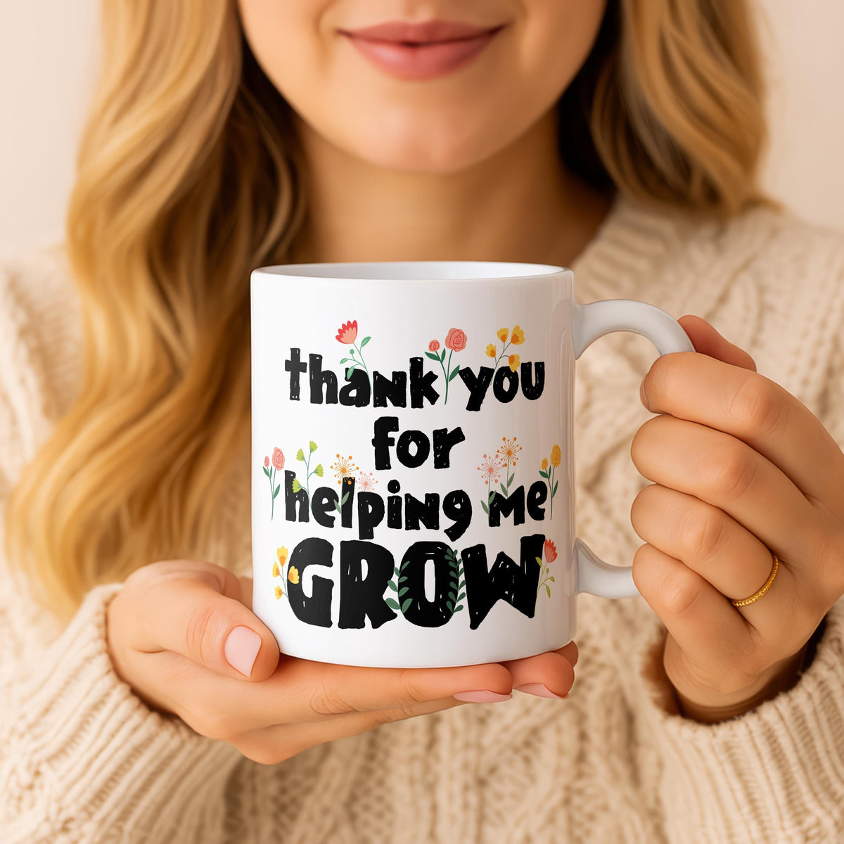Personalized Teacher Coffee Mug, Rainbow Apple Name Ceramic Cup, Appreciation Gift