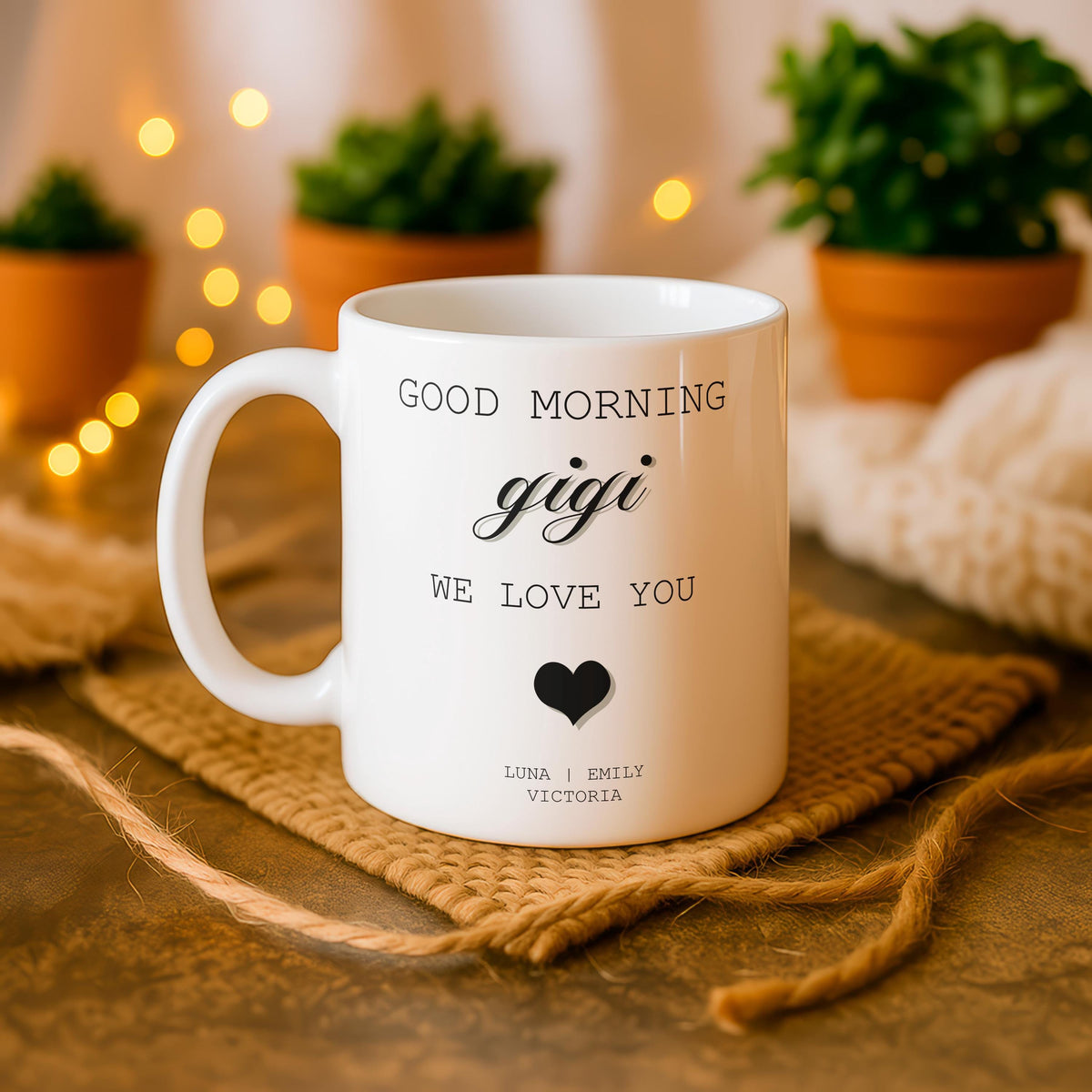 Personalized Gigi Coffee Mug, Custom Grandkids Names Ceramic Cup