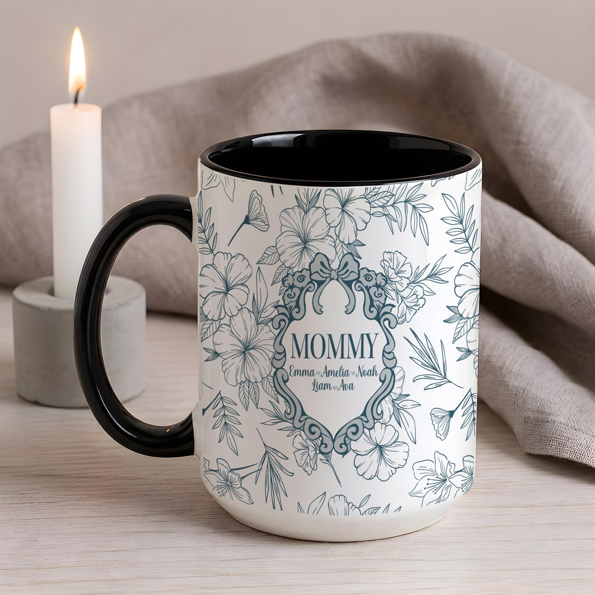 Personalized Floral Mommy Mug, Custom Name Coffee Cup, New Mom Gift