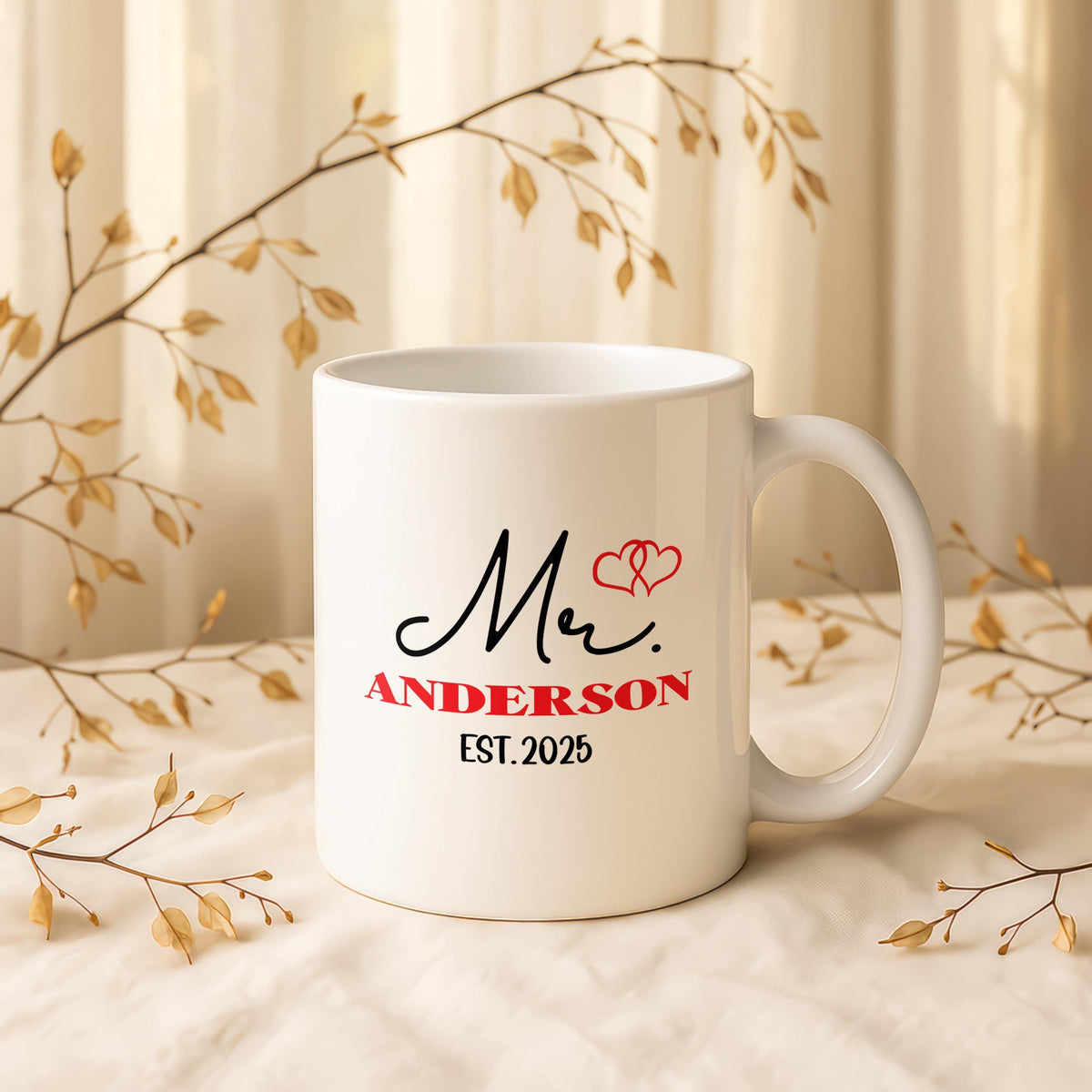 Personalized Mrs. Coffee Mug, Custom Name Ceramic Cup, Bridal Shower Gift