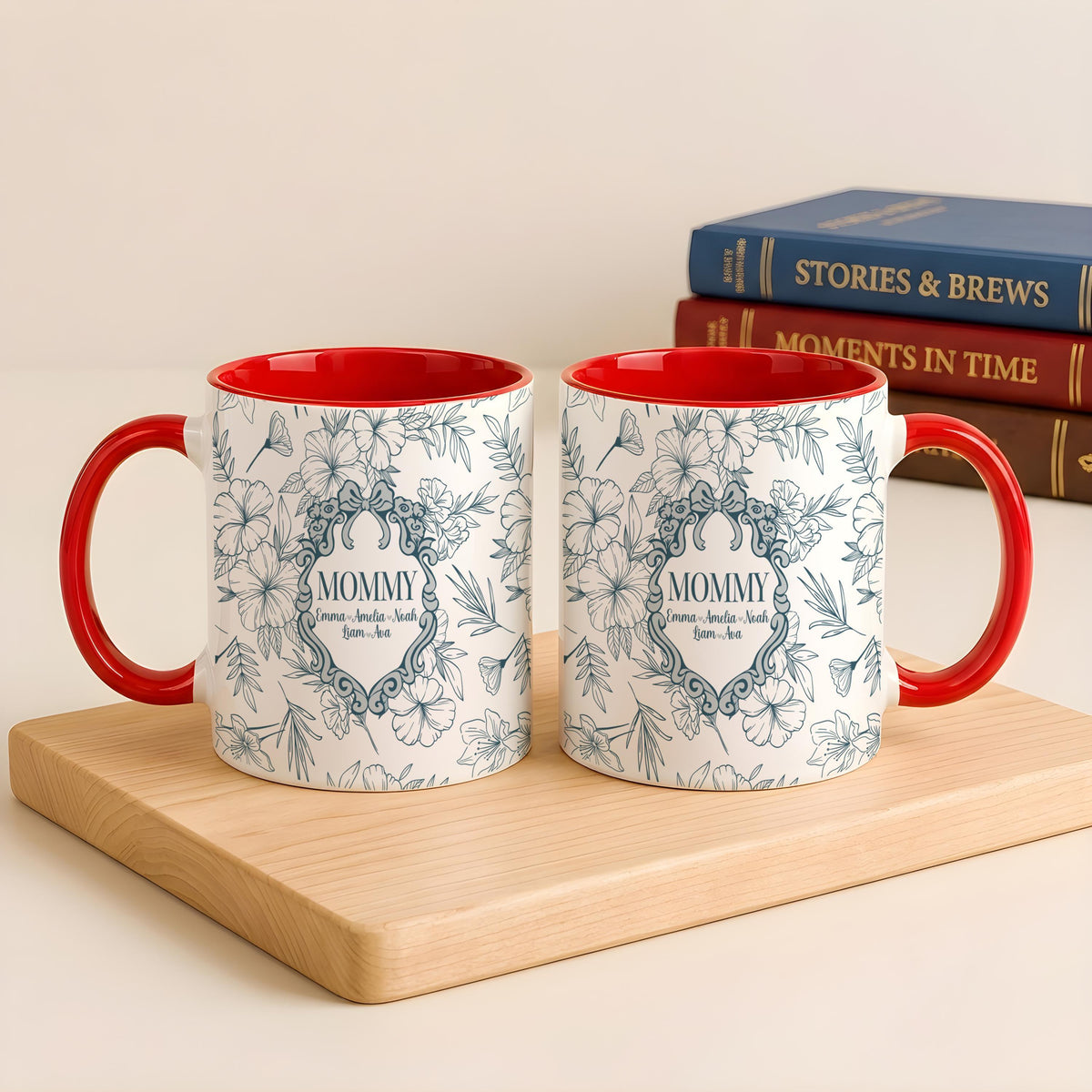 Personalized Floral Mommy Mug, Custom Name Coffee Cup, New Mom Gift