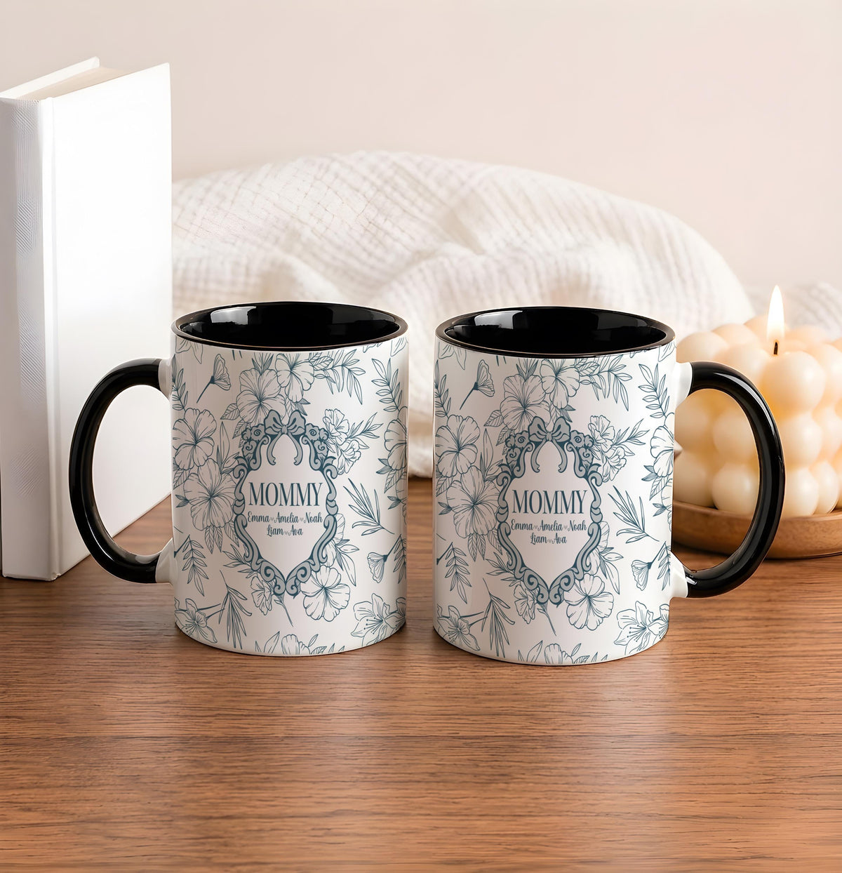 Personalized Floral Mommy Mug, Custom Name Coffee Cup, New Mom Gift