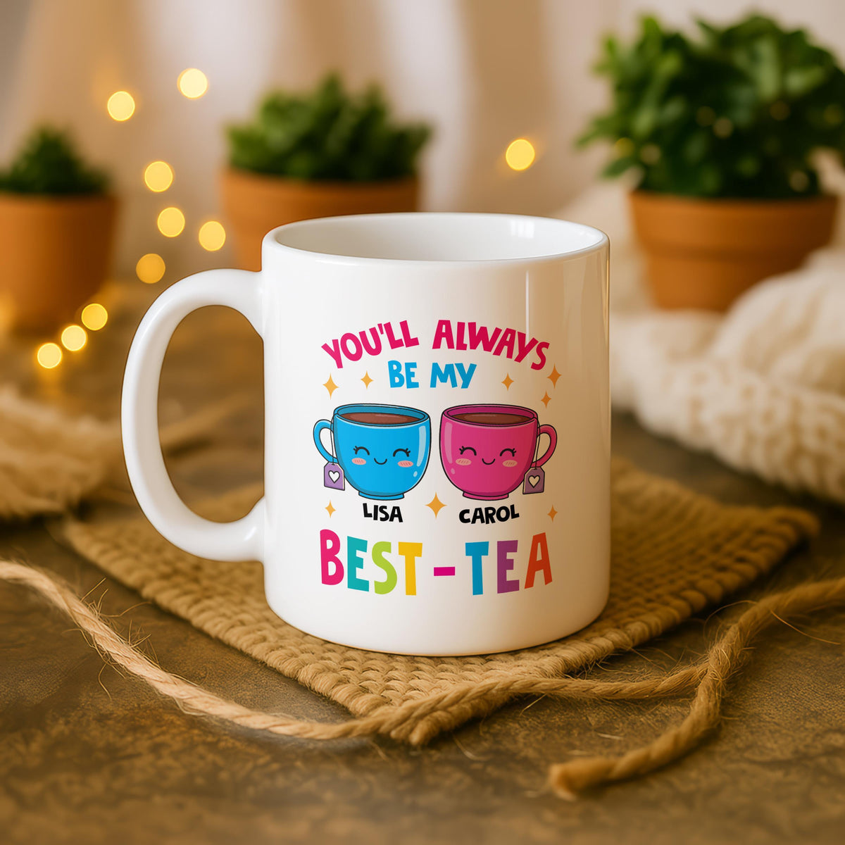 Personalized Best-Tea Ceramic Mug, Custom Friendship Coffee Cup