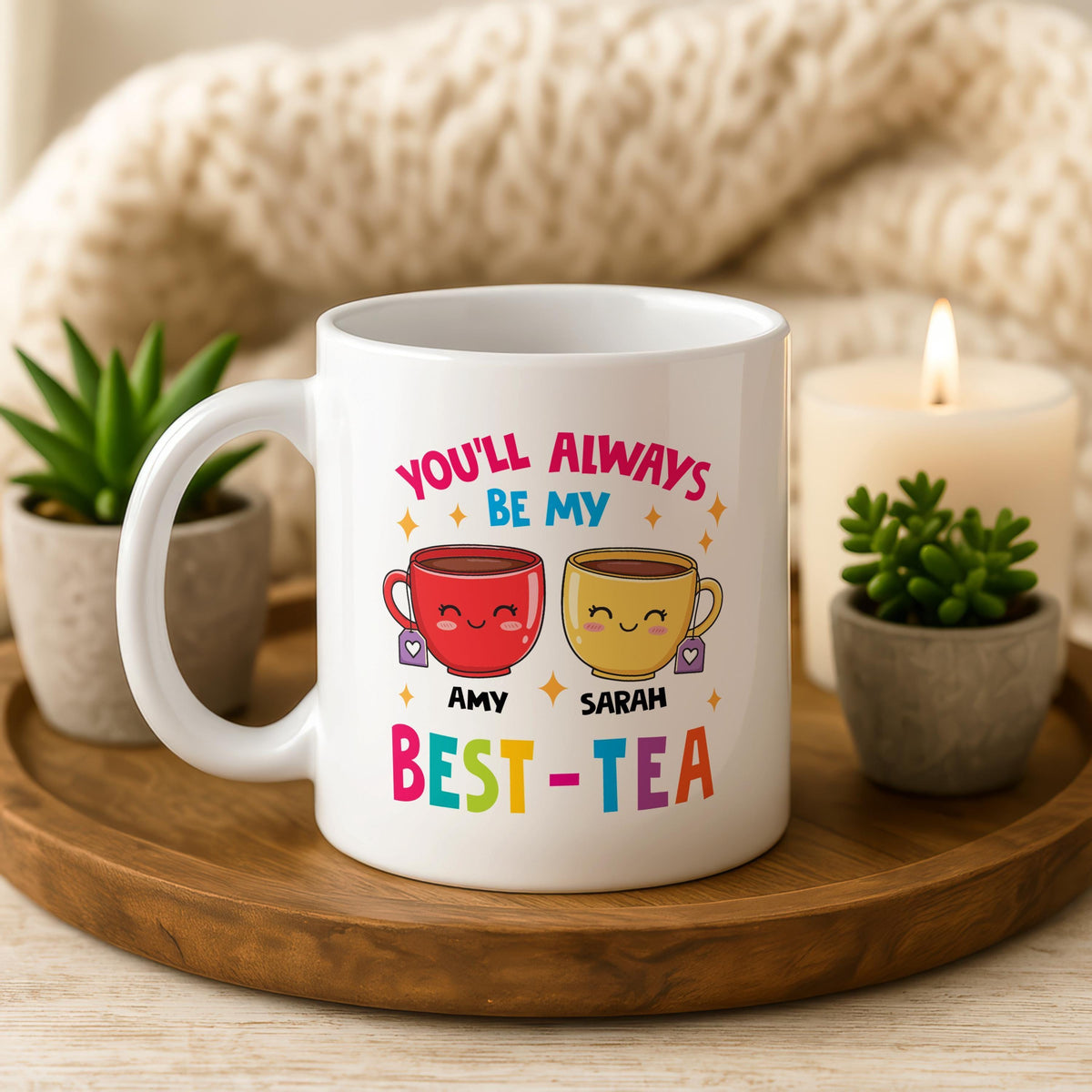 Personalized Best-Tea Ceramic Mug, Custom Friendship Coffee Cup