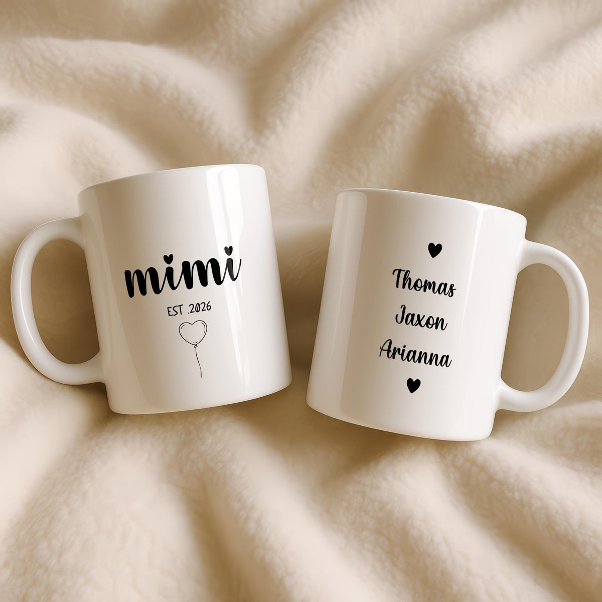 Personalized Mimi Ceramic Mug, Custom Grandma Coffee Cup with Grandkids Names