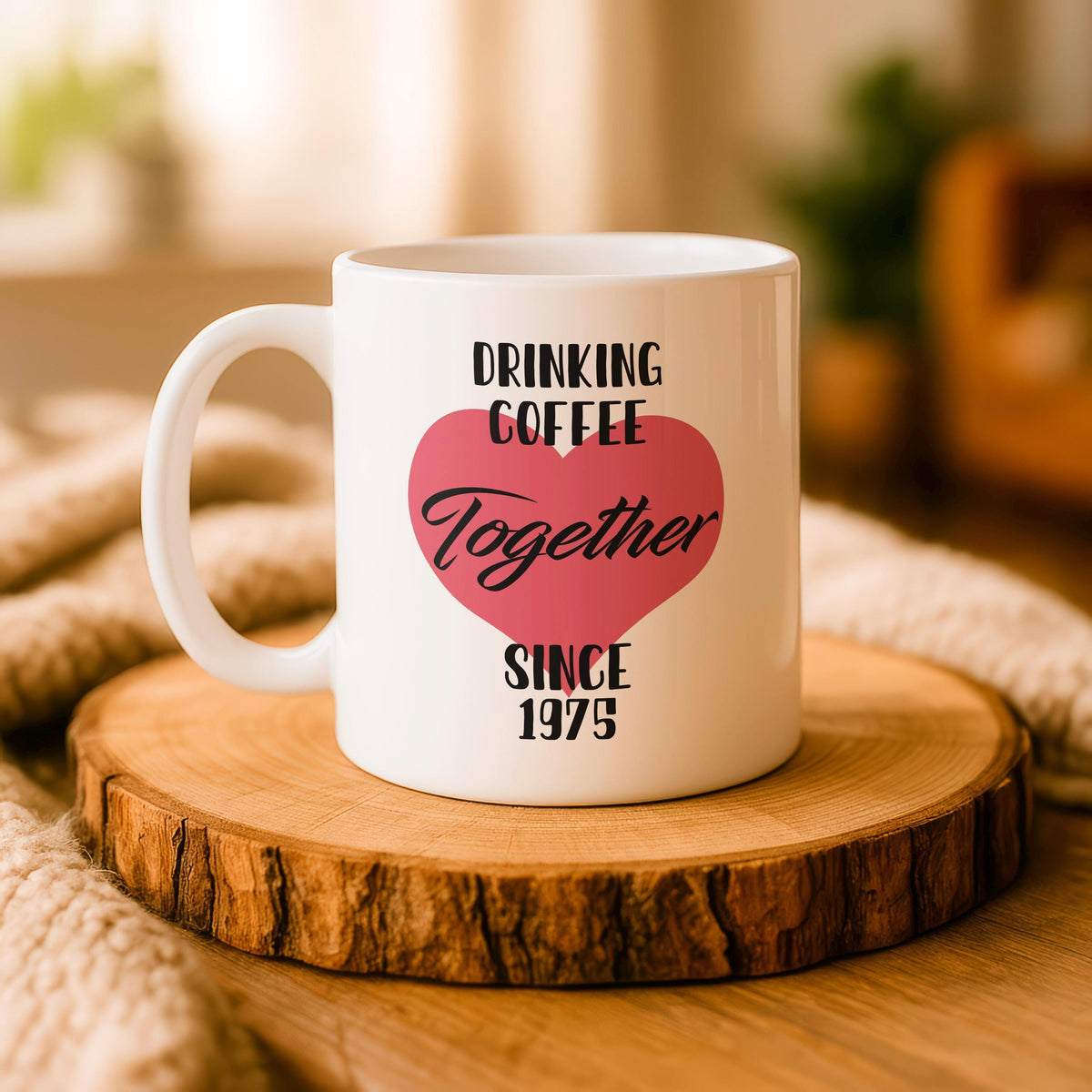 Personalized 50th Anniversary Coffee Mug, Custom Couple Names Date, Romantic Gift