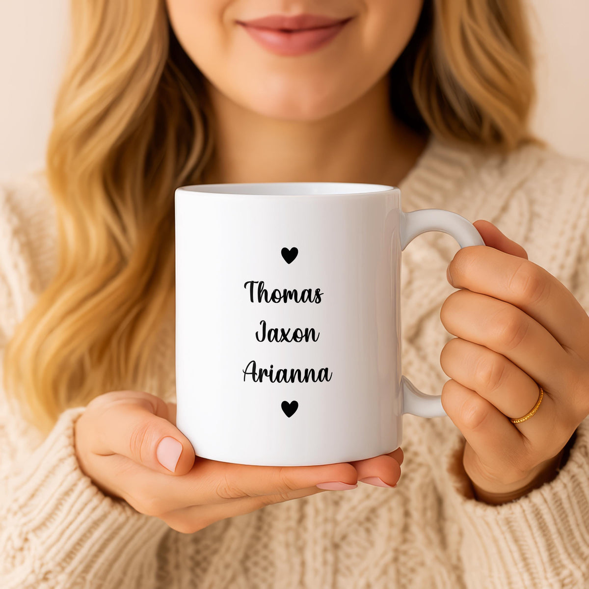 Personalized Mimi Ceramic Mug, Custom Grandma Coffee Cup with Grandkids Names