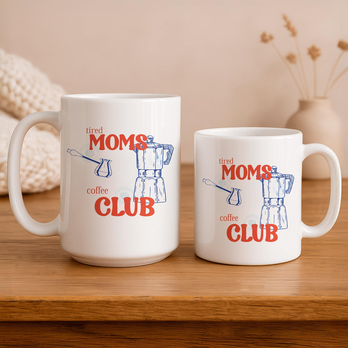 Tired Moms Coffee Club Mug, Funny Ceramic Tea Cup, Mother's Day Gift
