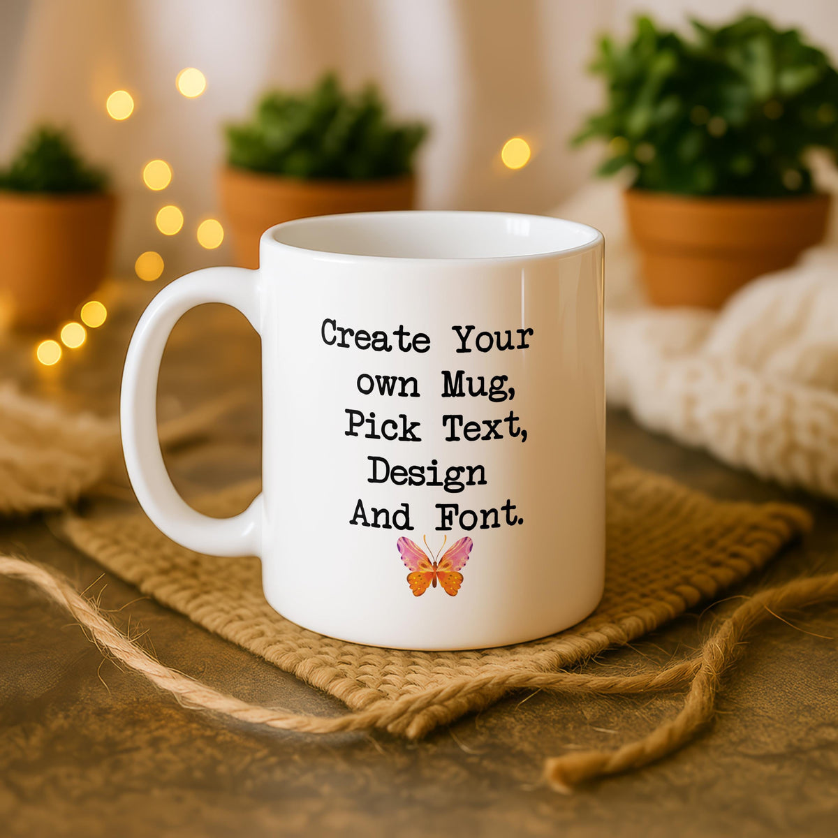 Create Your Own Mug, Custom Text Ceramic Teacup, Personalized Coffee Cup