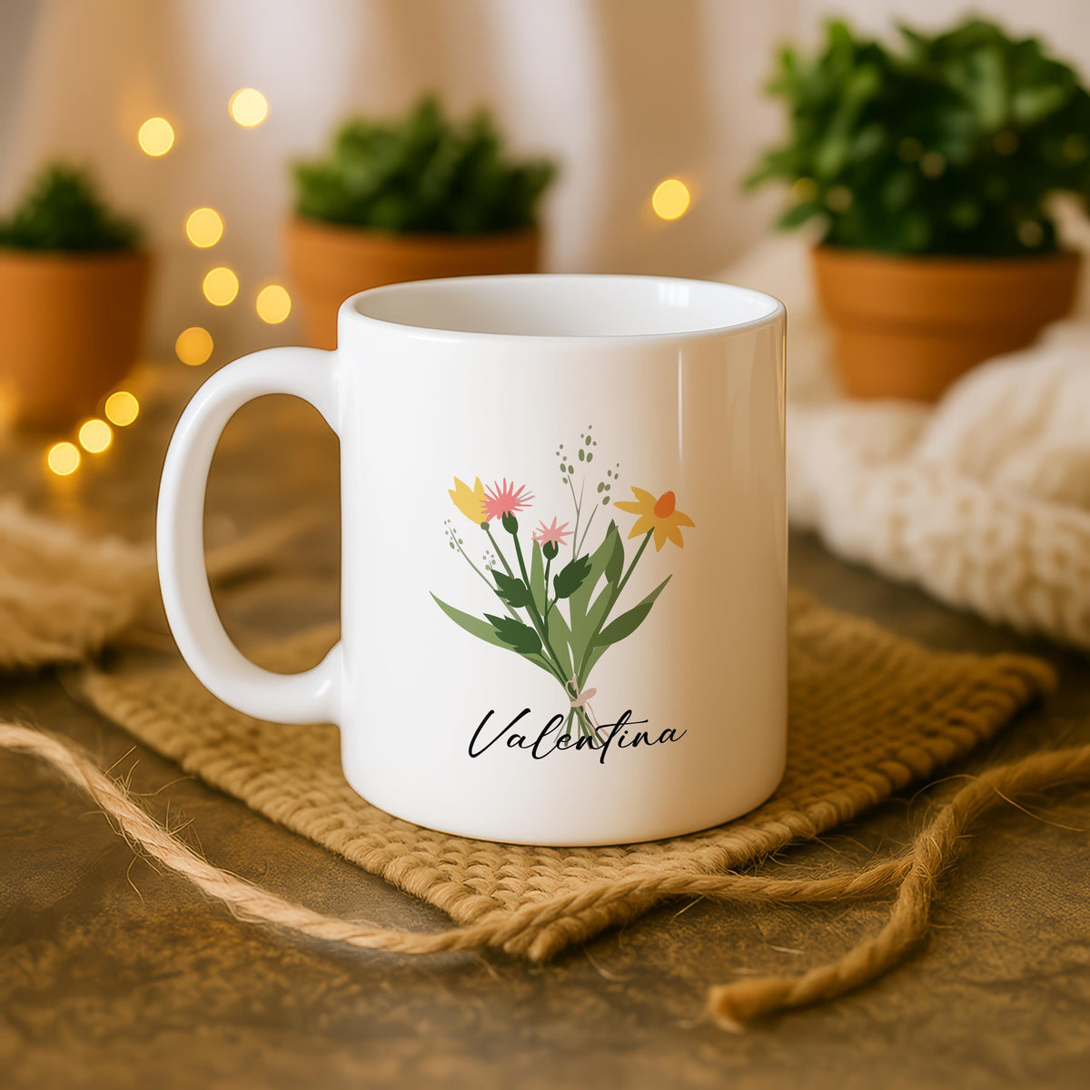 Personalized 70th Birthday Mug, Floral Coffee Cup, Custom Name Ceramic Gift