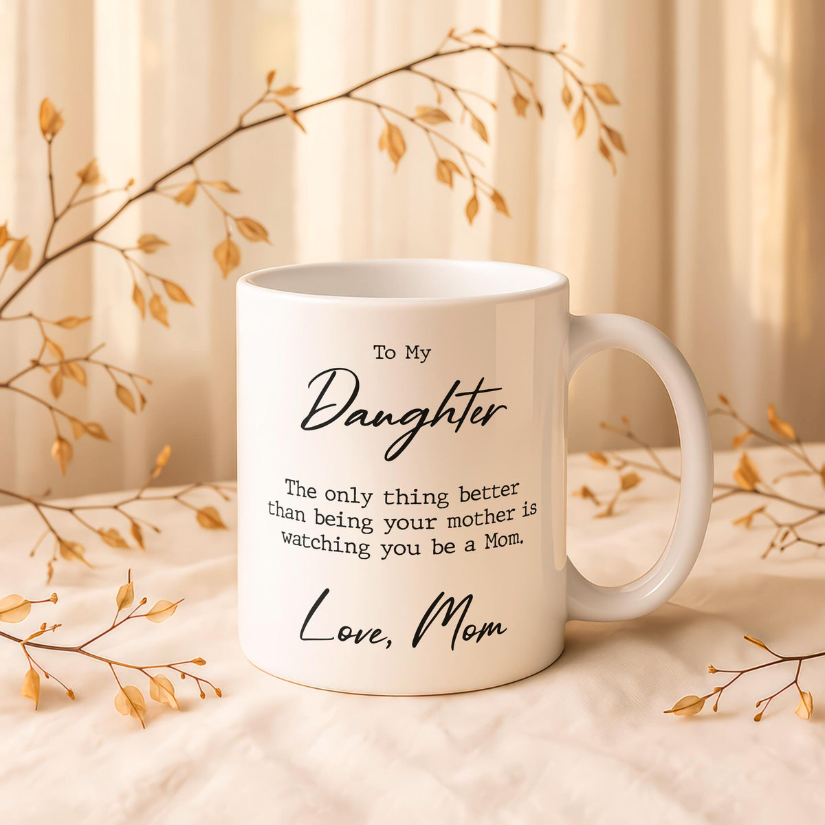 Custom Ceramic Mug, Floral Birth Month Flower, To My Daughter Gift