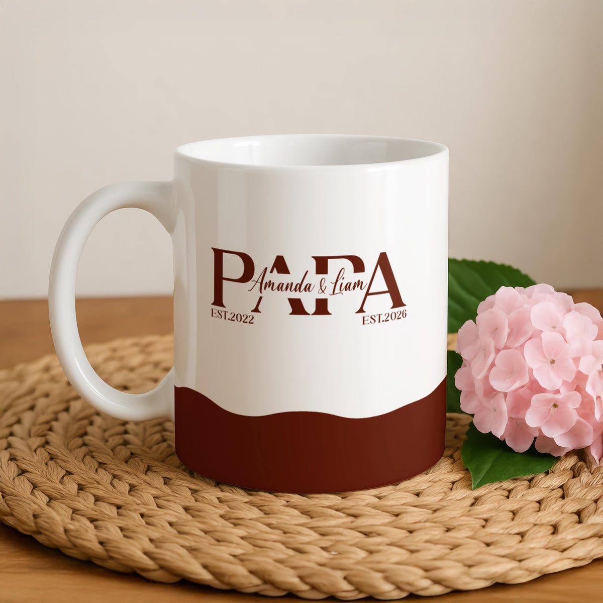 Personalized Papa Mug, Custom Est Year Coffee Cup, Father's Day Gift