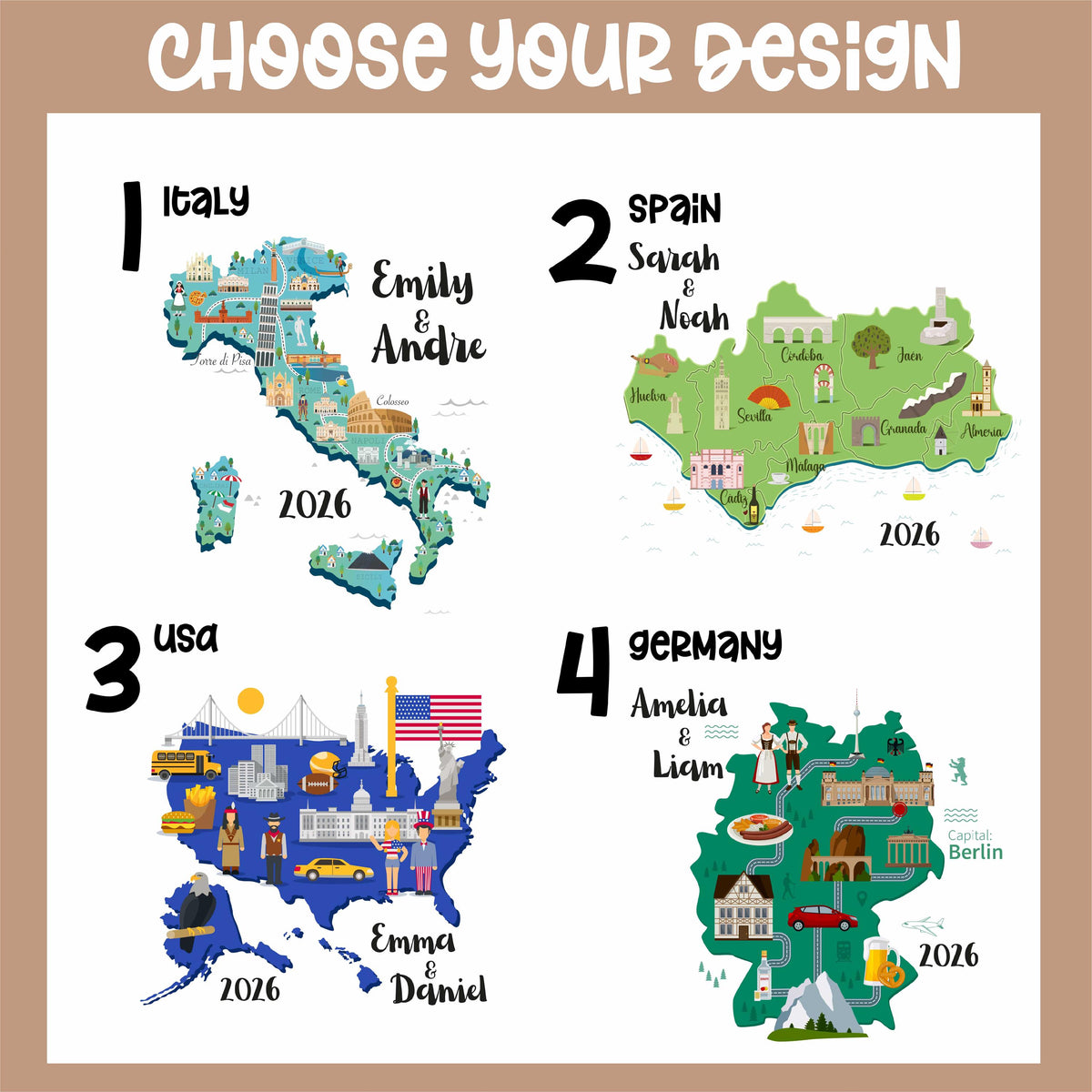 Personalized Italy Map Ceramic Mug, Custom Couple Names Coffee Cup, Travel Memory Gift