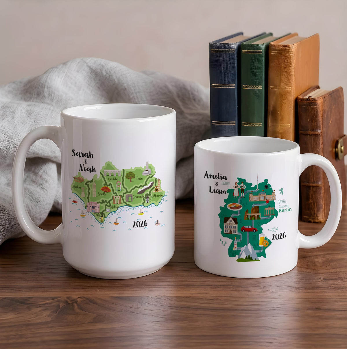 Personalized Italy Map Ceramic Mug, Custom Couple Names Coffee Cup, Travel Memory Gift