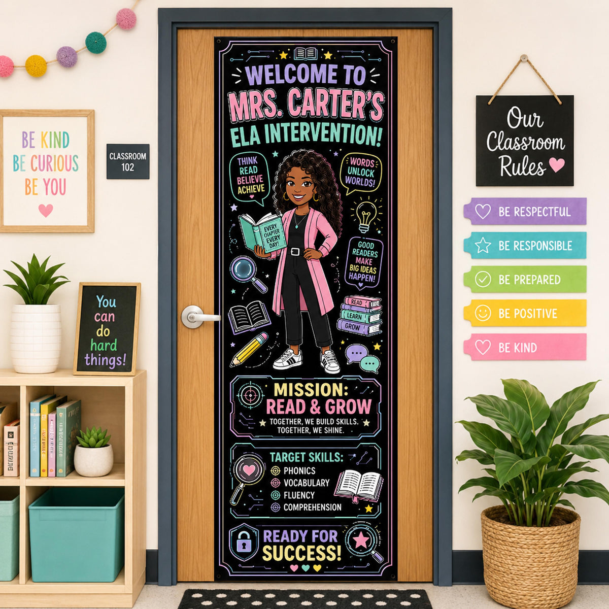 Personalized Teacher Reading Adventure Door Banner | Classroom Decor Welcome Sign
