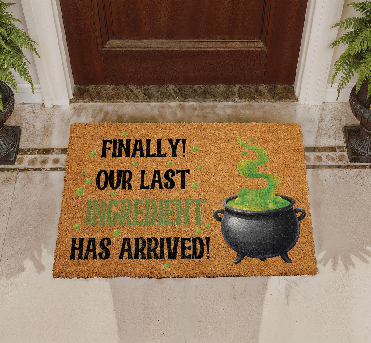 Halloween Witches Cauldron Door Mat, Spooky Welcome Mat, Outdoor Rug