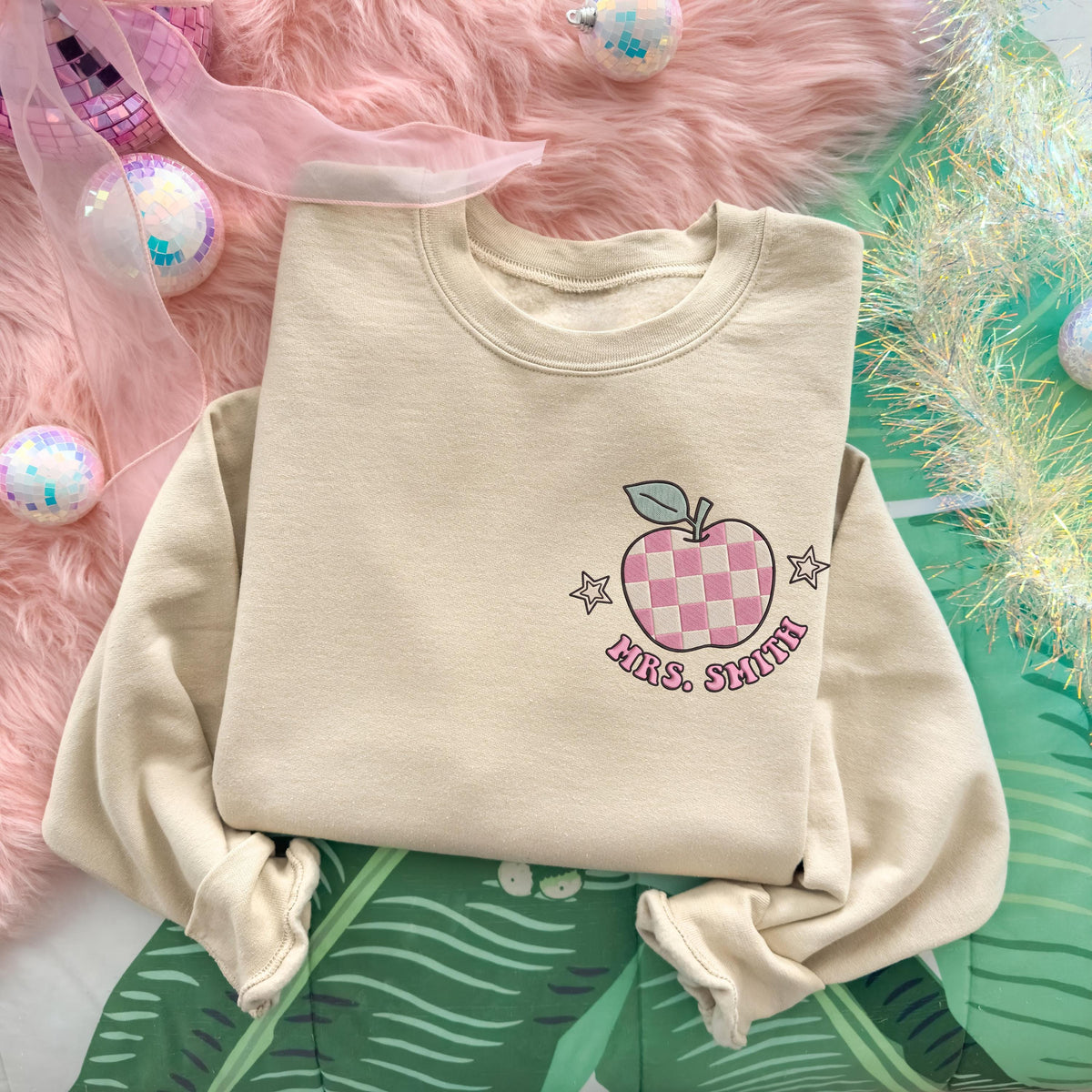 Custom Teacher Embroidery Sweatshirt, Teacher Team Embroidered Sweater, Elementary Teacher Hoodie, New Teacher Gift, Teacher Squad Sweater