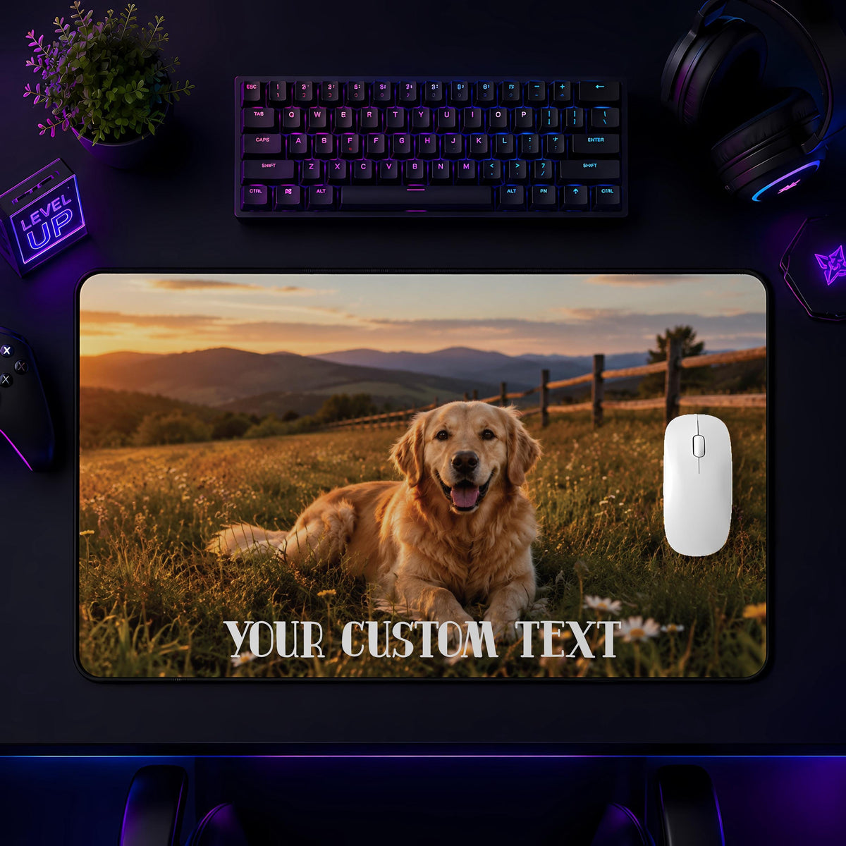 Personalized Photo Desk Mat, Custom Family Portrait Mouse Pad, Office Accessory