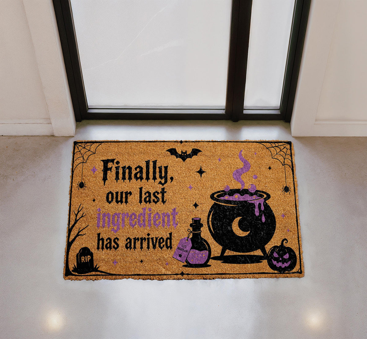 Witch Cauldron Halloween Doormat, Spooky Porch Decor, Welcome Mat