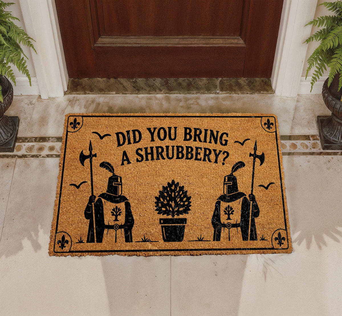Did You Bring A Shrubbery Doormat, Knight Quote Welcome Mat, Geeky Home Decor