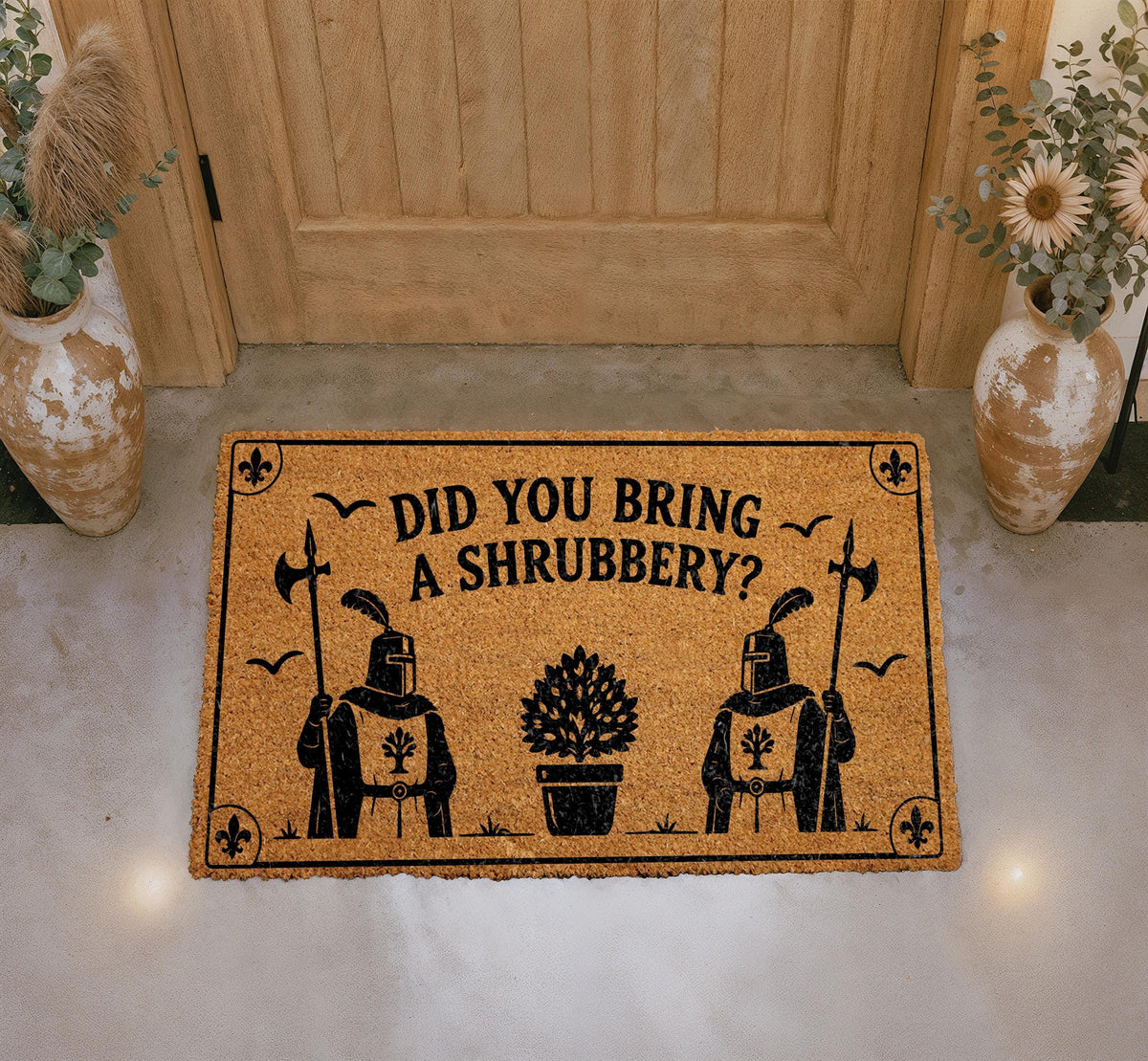 Did You Bring A Shrubbery Doormat, Knight Quote Welcome Mat, Geeky Home Decor
