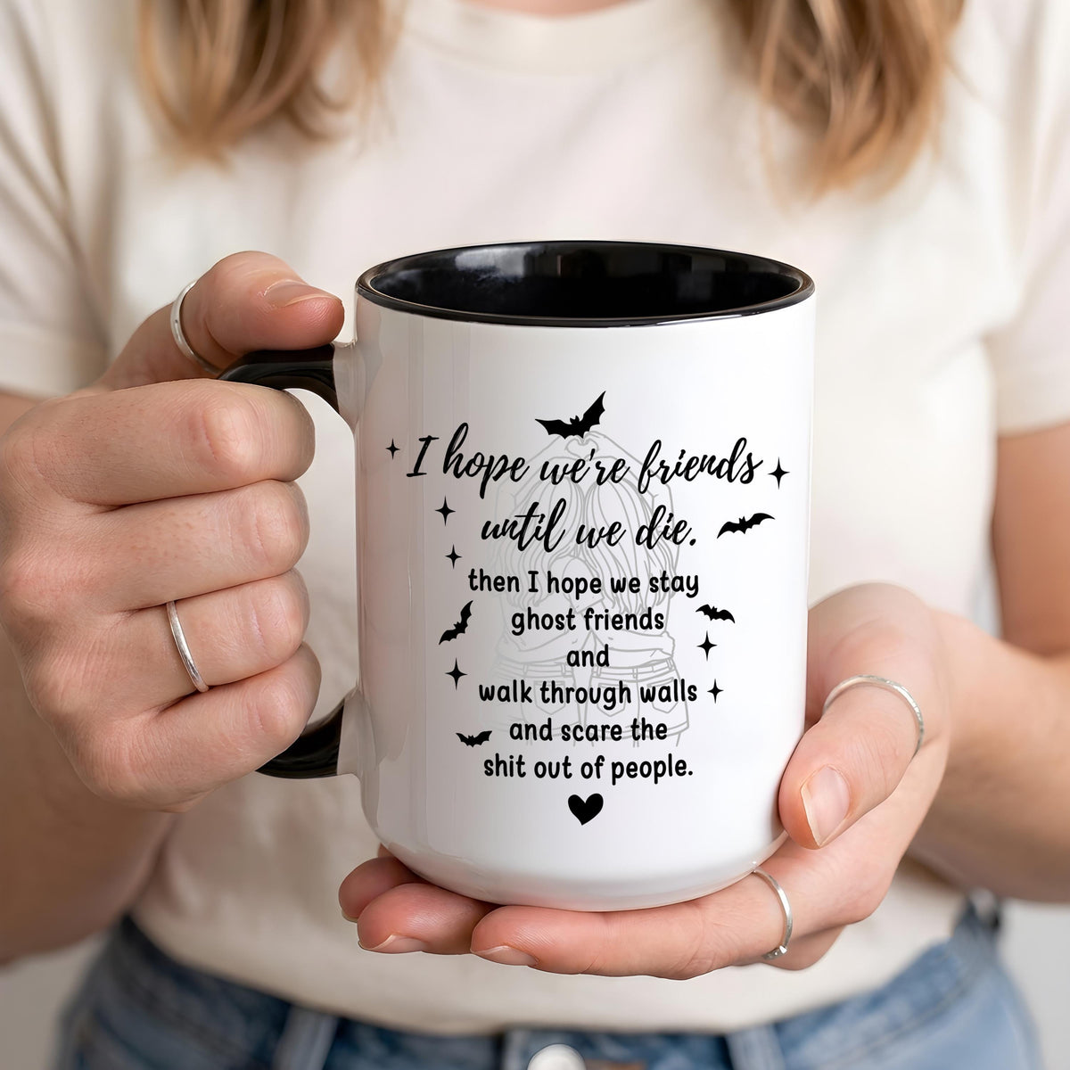 Personalized Witch BFF Coffee Mugs, Custom Name & Hair Style, Spooky Season Gift