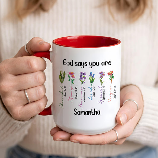 Personalized Floral Faithful Ceramic Cup, Custom Name Bible Verses Coffee Mug for Her