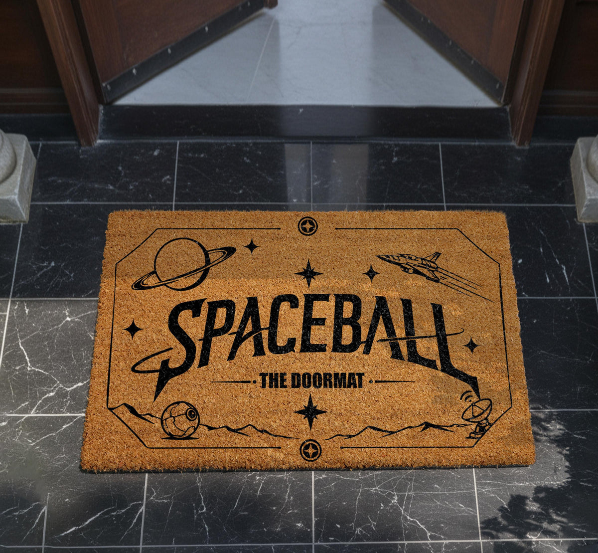 Spaceball Doormat, Sci-Fi Parody Welcome Mat, Coir Rug