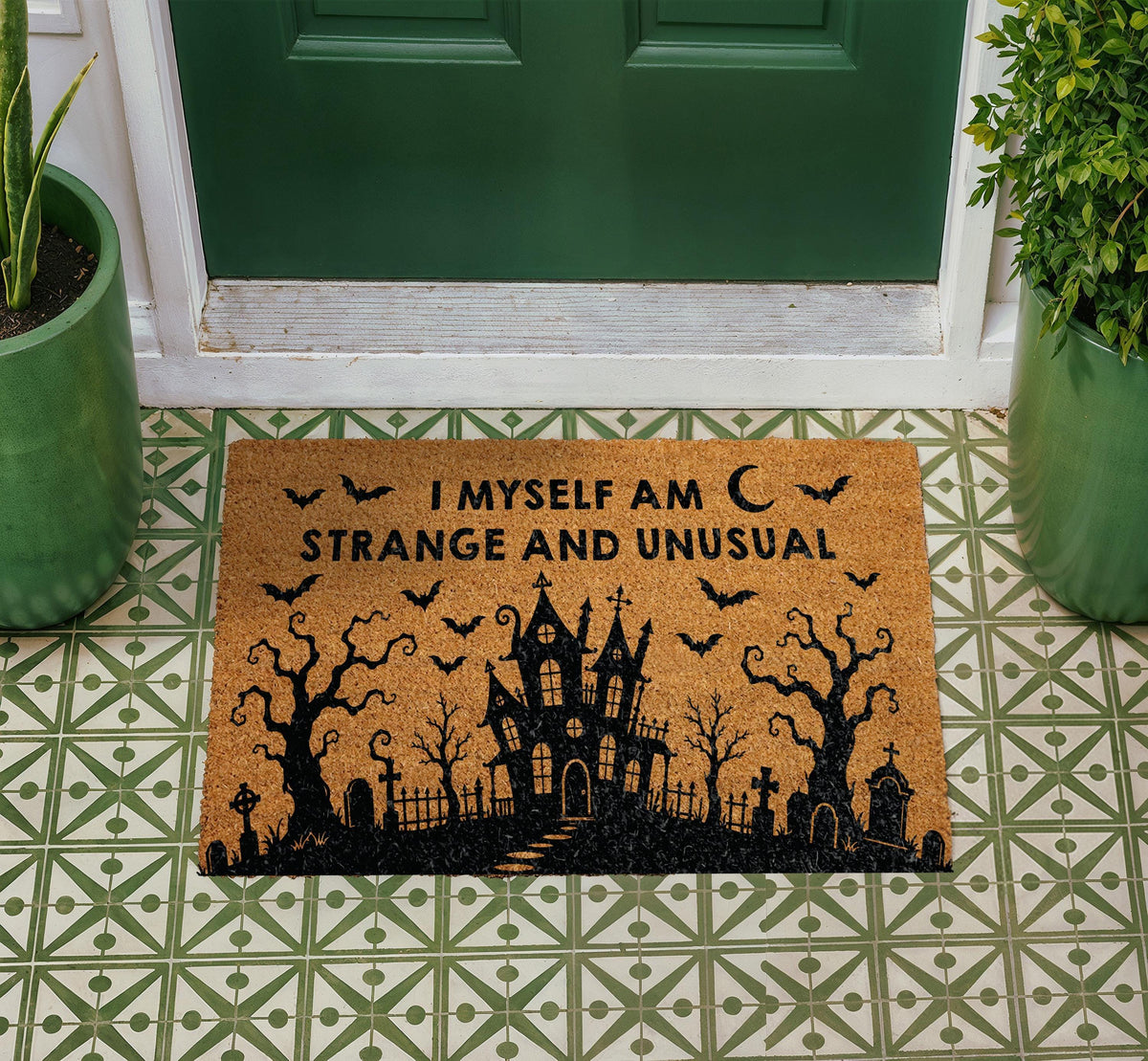 Haunted House Doormat, Gothic Halloween Welcome Mat, Spooky Fall Decor