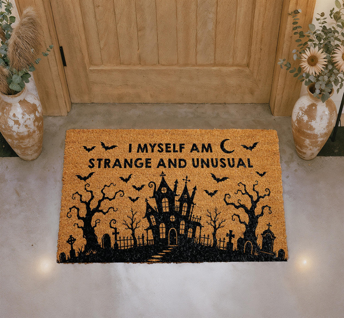 Haunted House Doormat, Gothic Halloween Welcome Mat, Spooky Fall Decor
