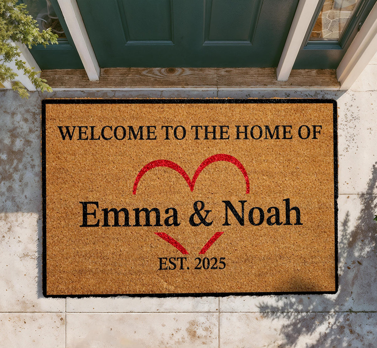 Personalized Couple Coir Doormat, Custom Welcome Mat, Romantic Home Entryway (18x30)