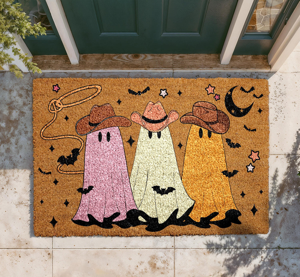 Cowboy Ghosts Halloween Coir Doormat
