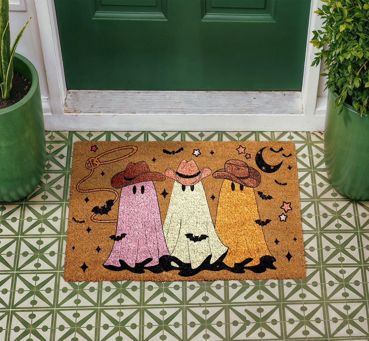 Cowboy Ghosts Halloween Coir Doormat