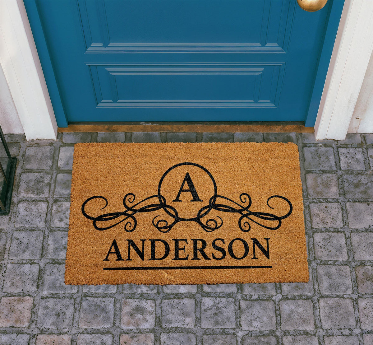 Personalized Coir Doormat, Custom Family Name Welcome Mat, Elegant Porch Rug (Wedding Gift)