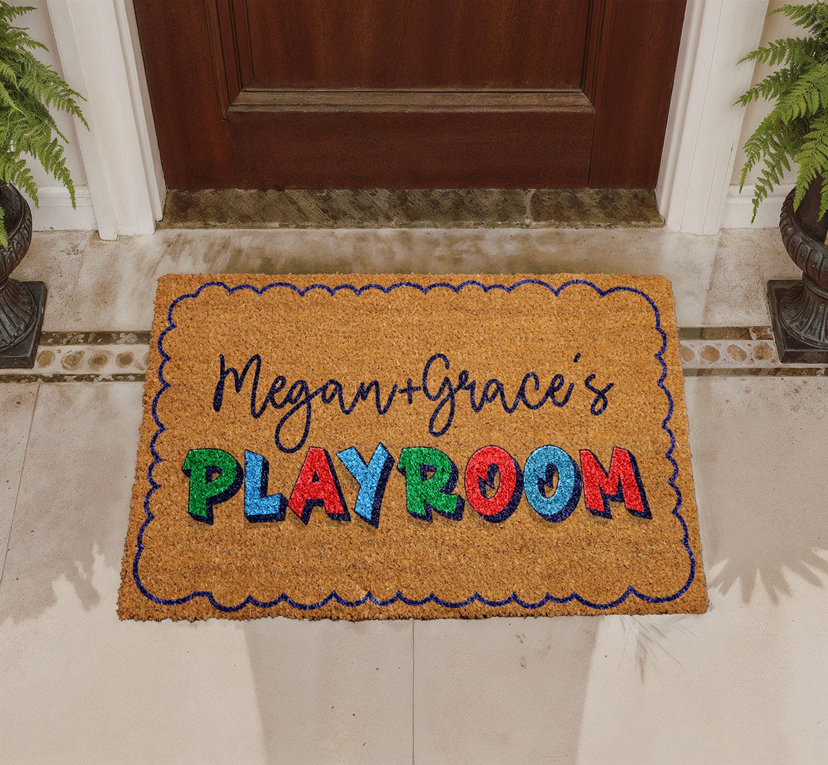 Personalized Coir Playroom Doormat, Custom Kids Room Welcome Mat (Outdoor)