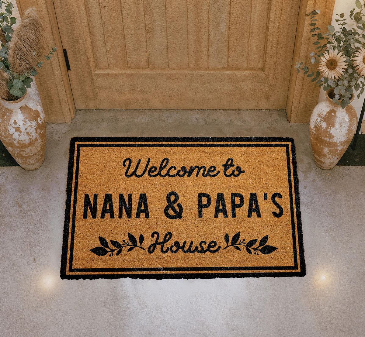 Personalized Nana Papa Coir Doormat, Custom Welcome Mat, Outdoor Entryway Rug